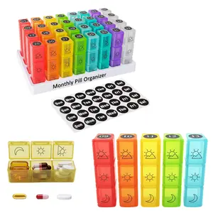 ASTRAVEA Never Miss a Dose | 31 Day High Capacity Pill Organizer, 32 AM/NooN/PM BPA-Free Compartments | Portable Travel Medication Box