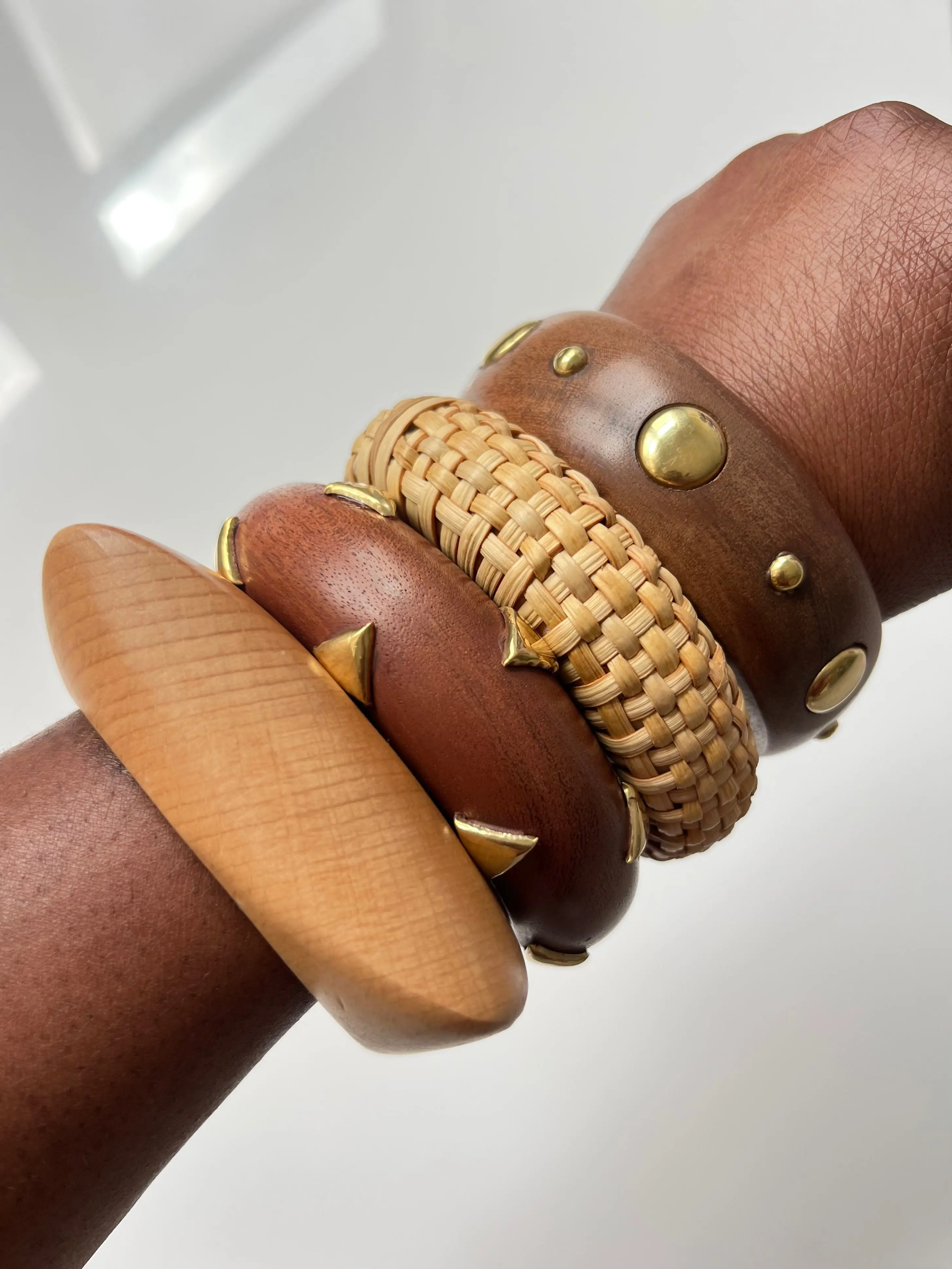 Wood Sculptural Bangle Bracelet