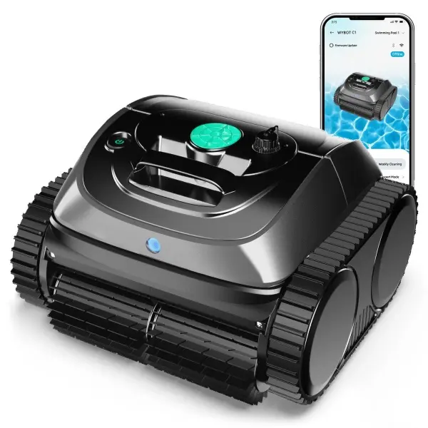 WYBOT C1 Robotic Pool Cleaner for In Ground Pools up to 65 FT in Length, 150mins Runtime, Cordless Pool Vaccum with Wall Climbing Function
