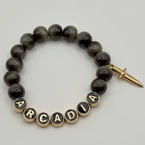 ST  song inspired bead bracelet gray tiger eye gemstone