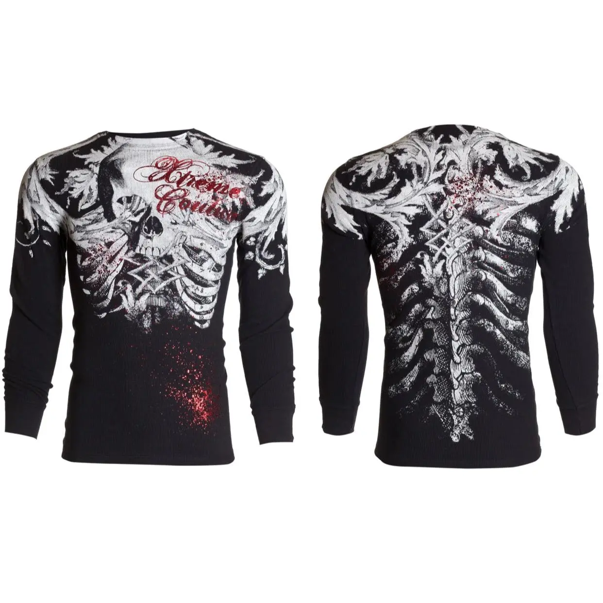 Xtreme Couture Men's Artwork Print Long Sleeve Top - Persimmon Thermal 100% Cotton Male Clothing