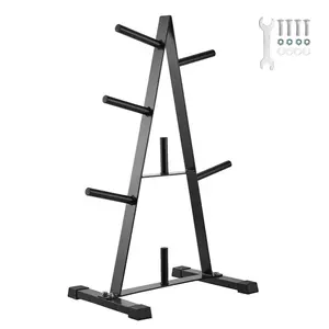 【Father's Day】VEVOR Weight Plate Rack, A Frame Weight Plate Tree for 1-Inch Weight Plates, Standard Weight Plate Tree, 500 lbs Load Capacity Weight Storage Holder, Home Gym Barbell Rack Storage Stand, Black