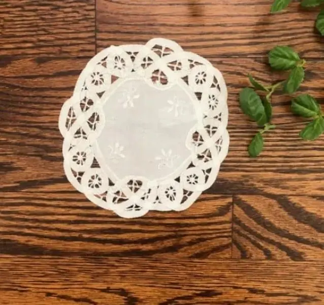 6 in. Remembrance Embroidered Battenburg Round Crochet Doily Coaster