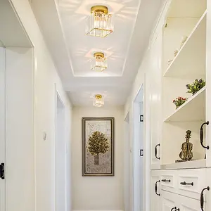 Crystal Ceiling Light, Mini Crystal Pendant Lamp, Modern E27 Base Fixture for Hallway Kitchen Island Dining Corridor Gold Silver Color Modern Mood Lighting