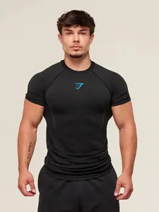 Men's Fitness Shirt Casual Running Quick-Dry Breathable Tight-Fit Short Sleeve T-Shirt, Show Muscle, Sports Wear, Gym Workout Top, Fitness Running Tops