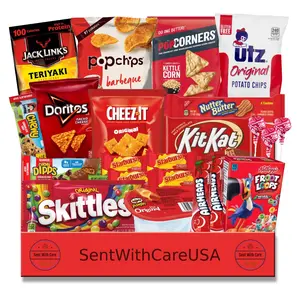 Red Snack Box & Red Gift Basket | Red Party Gift Idea College Snack Box | Name Brand Snacks & Candy - Birthday Gift Idea Party Favor