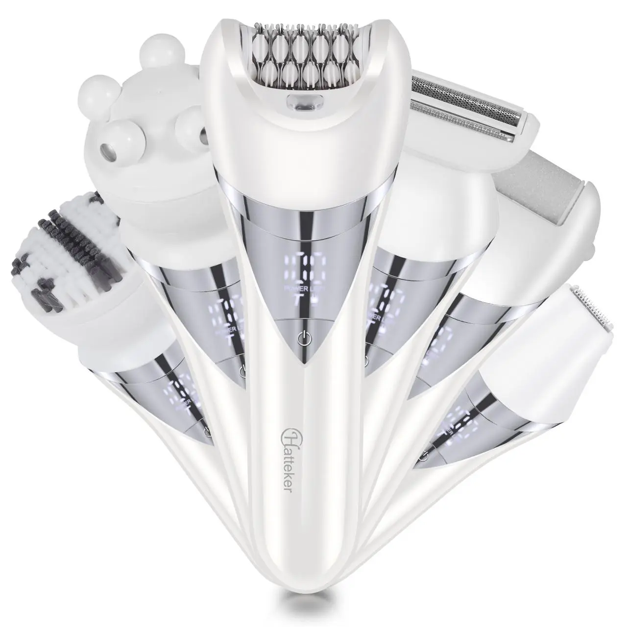 Hatteker Women's Electric Shaver, 6-In-1 Hair Trimmer for Arms, Legs, Face & Bikini Area, Rechargeable Hair Removal Device for Valentine's Day