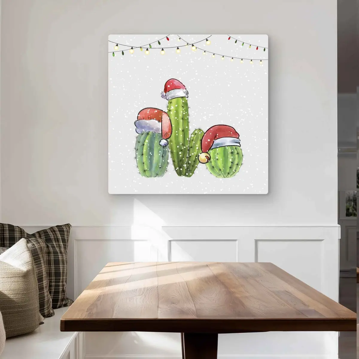 Begin Home Decor C1MP3232CKFS5L 32 x 32 in. Christmas Cactus - Floral Kitchen Metal Print Wall Art for Home Decor