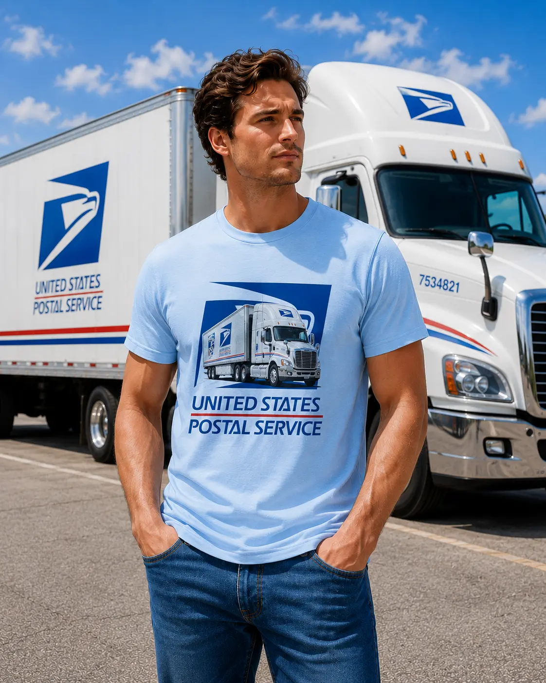 USPS Postal Service Graphic Tee – Light Blue
