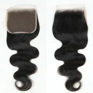 Wave 5x5 Real  Lace Closure 20 Inches, Ultra-Thin  Swiss Lace Melt Seamlessly into Different  Tone, Small Knots Pre Plucked Hairline, Real  Cambodian Human Hair