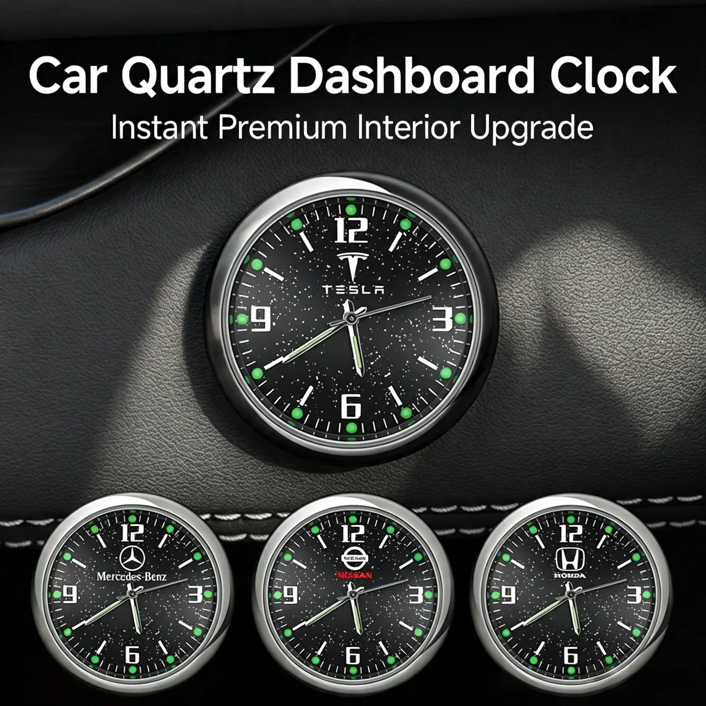 Car Mini Clocks, Small Luminous Analog Clock with Adhesive | Car Air Vent Clip Quartz Clocks, Car Dashboard Clocks, Universal Car Watch Accessories for Home Boat Truck SUV for Tesla