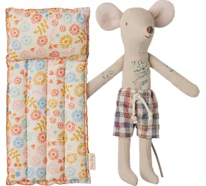 Maileg Beach Mouse With Air Mattress, Dad - Flower