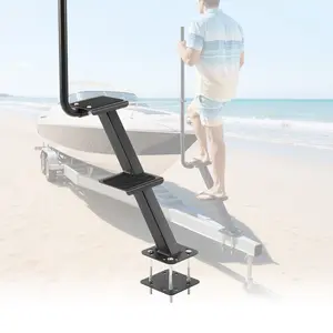 summervibes 2-Step Heavy-Duty Boat Trailer Steps, Carbon Steel Ladder with Handle, Non-Slip Surface, 3 Mounting Angle Options, Suitable for 3x3/3x5/4x4 Frames, Bottom Mounting, Two Steps