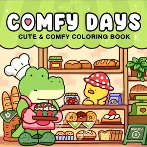 COMFY DAYS 1pc Coloring Book For Children and Adults Easy To Color 40 Hand Drawn Pages Super Cute Animal Friends Winter Christmas Autumn Vibes Stress Relief