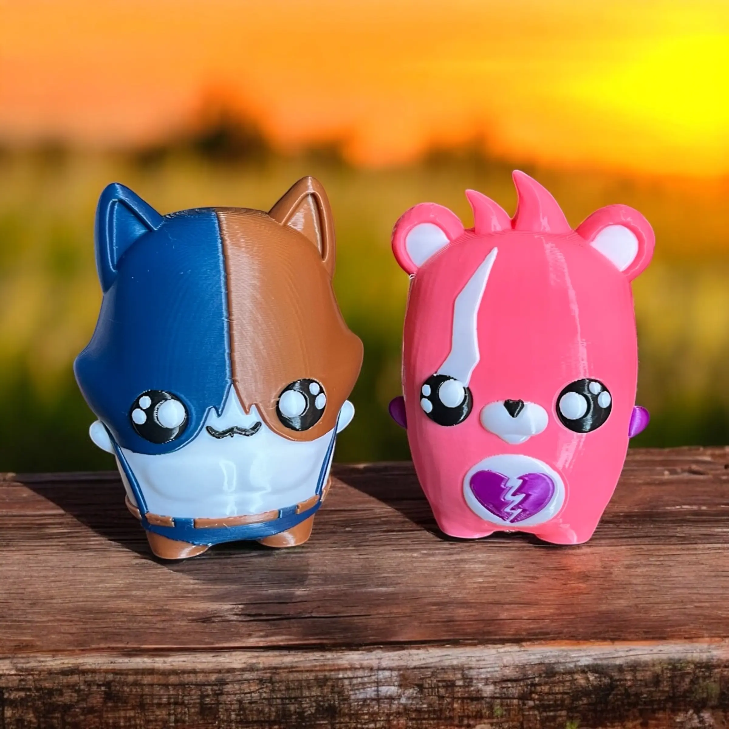 Swole Cat and Cuddles Sprite Figures - Video Game Inspired Gag Gift Novelty Toy Figures - Full Color