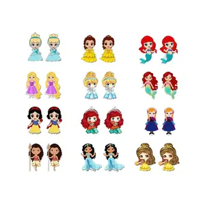 Disney Princess Earrings Collection for Women - Valentine‘s Day Gift Set, Crystal Studs, Officially Licensed Jewelry