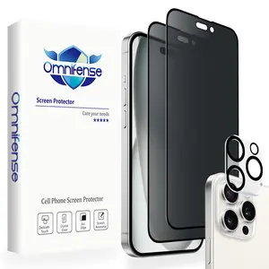 iPhone17 16 15 14 13 12 11 Pro/Plus/Pro Max 2-piece Set Anti Peeping Tempered Glass Camera Lens Protectors & Screen Protector Gift for Birthday Family Friends