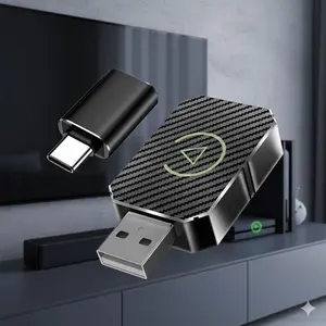 Wireless CarPlay Adapter & Android Auto Wireless Adapter 2-in-1, USB-C/USB Plug & Play Receiver for Factory Wired CarPlay/Android Auto Cars, Compatible with iPhone iOS 10+ & Android 11+.