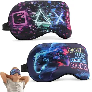 X-EMK03  2 Pcs Sleep Mask for Kids Boys, Silk Eye Covers for Sleeping, Adjustable Strap & Light Blocking Design, Adult Children's Bedtime Blindfold for Travel and Home Use (2 Pcs Game Mask-Pattern 3) Gift Lightweight