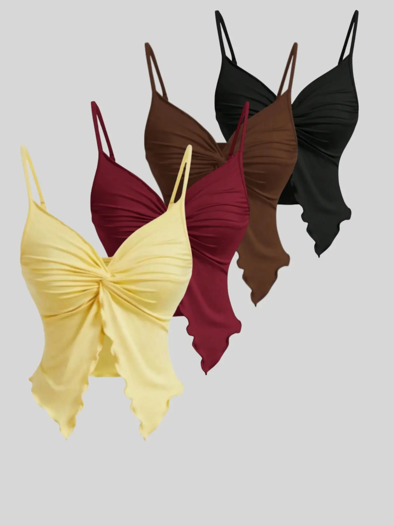 Classic essential multi-color combination versatile butterfly shape for women casual summer sleeveless versatile adjustable sleeveless Spaghetti Strap suspender 4-piece set Tops Womenswear