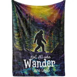 Bigfoot Throw Blankets Sasquatch Animal Blanket Gifts for Men Women Big foot Sasquatch Lovers Colorful Flannel Fleece Blankets