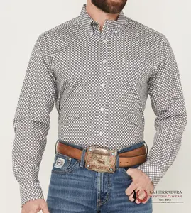 Mens White Modern Long-Sleeve Cinch Shirt, Style MTW1347129