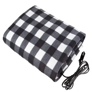 Car Heated Blanket 12V Car Heating Pad for Cars Trucks Suv Rvs, Portable Winter Vehicle Accessory for Camping Travel Plaid Design