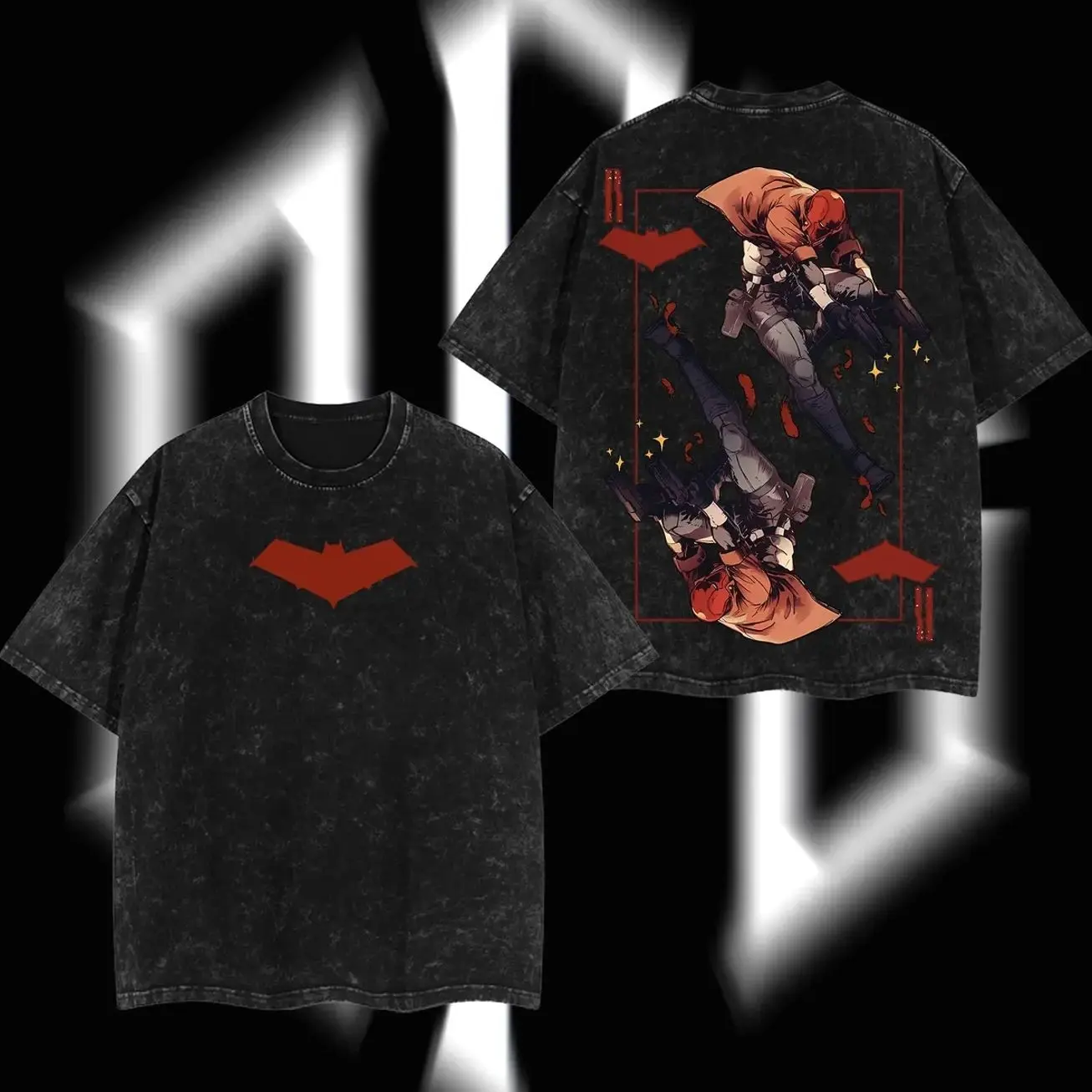 SuperStyle Jason Todd Red Hood (Robin #2) Hero Verse Comic Oversize Soft Classic Seamless Short-Sleeve Acid-Washed Cotton Tee, Double-Printed Graphic Apparel, Lightweight Streetwear Top for Men 2KN