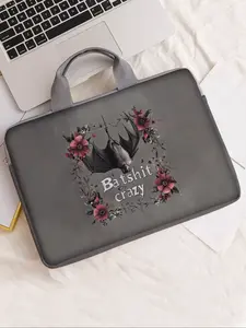 Bat Print Notebook Bag, Soft Laptop Sleeve, Tablet Case, Zipper Storage Pouch, Casual Style, All Seasons, Cartoon Pattern, Laptop Bags