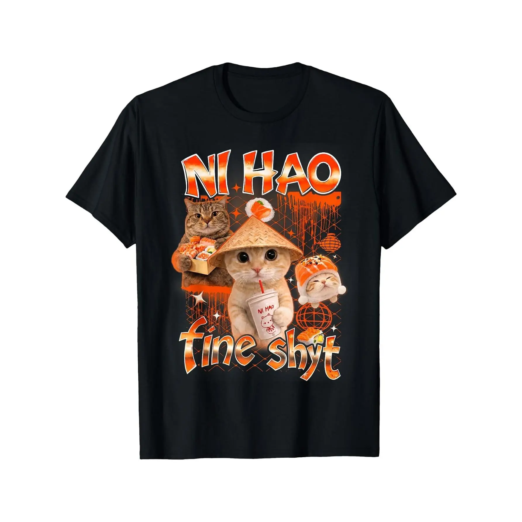 Ni Hao Fine Shyt Funny Brainrot Gen Z Meme Gen Alpha T-Shirt Cotton Clothing
