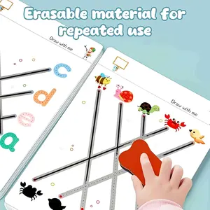 32-Page Reusable Educational Workbook for Kids, Erasable Writing Practice Board, Durable Paper for 3-6 Years Old Skill Development, Learning Tool, Preschool Learning Materials, Visual Learning Tools