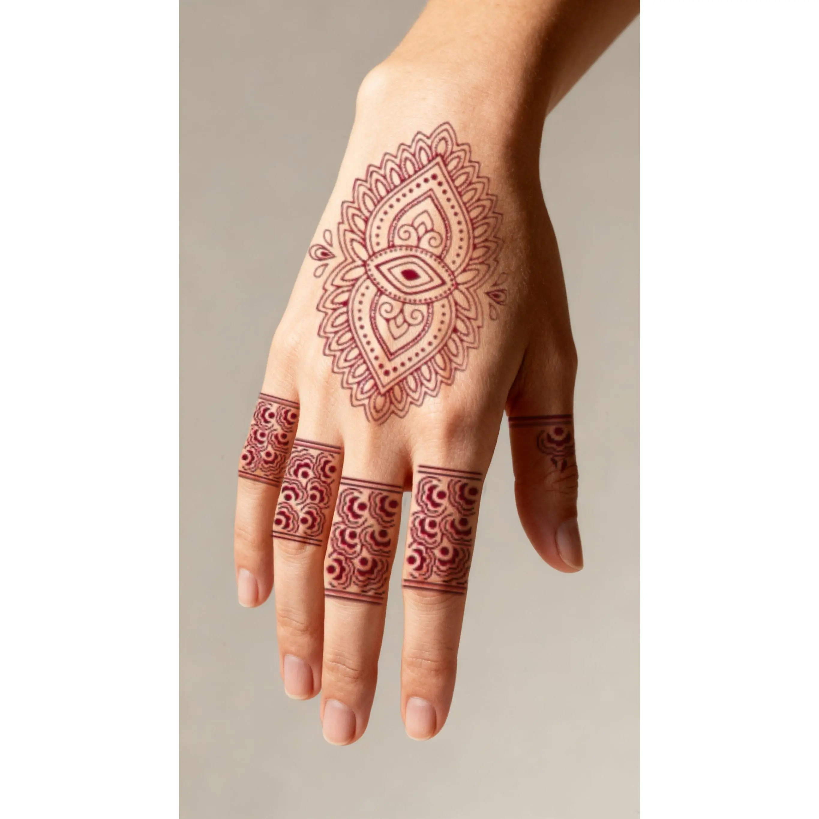 3 Sheets Henna Soul Red Lace & Mandala Temporary Tattoo Set Intricate Cultural Art for Festivals Beach Yoga