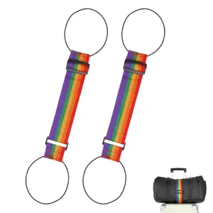 2-piece set Multi Use Strong Adjustable Luggage Connector Straps For Suitcases Rainbow Travel Straps Secure Organize Anti Theft Straps
