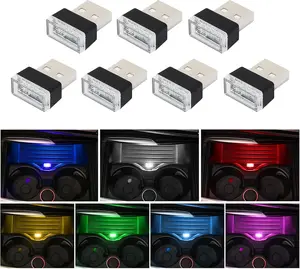 PCS USB LED Car Interior Atmosphere Lamp, Portable Mini LED Night Light, Plugin USB Interface Trunk Ambient Lighting Kit, Universal Vehicle Interior Accessories (MultiColour)
