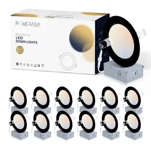 POWERASIA 4/6 Inch 5CCT LED Black Recessed Ceiling Lighting, Dimmable Panel Pin Lights, Downlight For Bedroom,Living,Reading room,Corridor