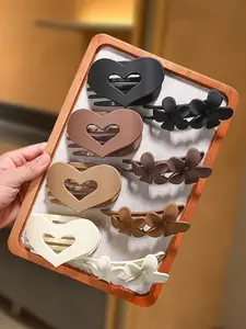 8pcs retro style hollow love hair clip, flower bangs side hair clip bangs side hair clip elegant French vintage hair accessories, suitable for thick hair ladies plastic curve non-slip accessories claw clip, comfortable and safe suitable for women's daily