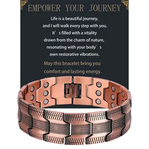 Copper Bracelet for Men, 3X Ultra Strength Magnetic Bracelets, 99.99% Pure Copper with 3500 Gauss Neodymium Magnets, Adjustable