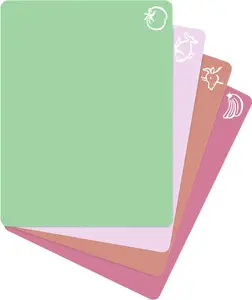 Extra Thick Flexible Cutting Mat Set with Food Icons & "EZ-Grip" Back (Set of 4) - Large Plastic Cutting Boards for Kitchen