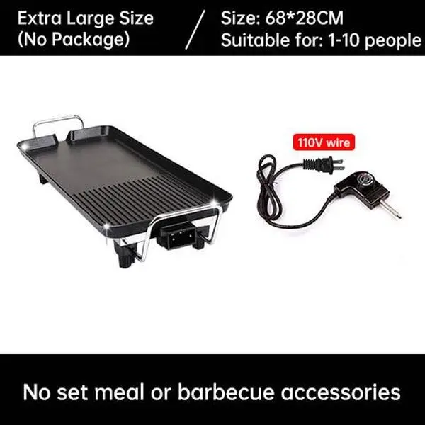 1500W Electric Teppanyaki Grill, Smokeless Non-Stick Griddle, Portable Tabletop BBQ Plate with Adjustable Temp