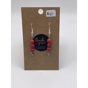 Dangle Earrings with Red Jasper Beads