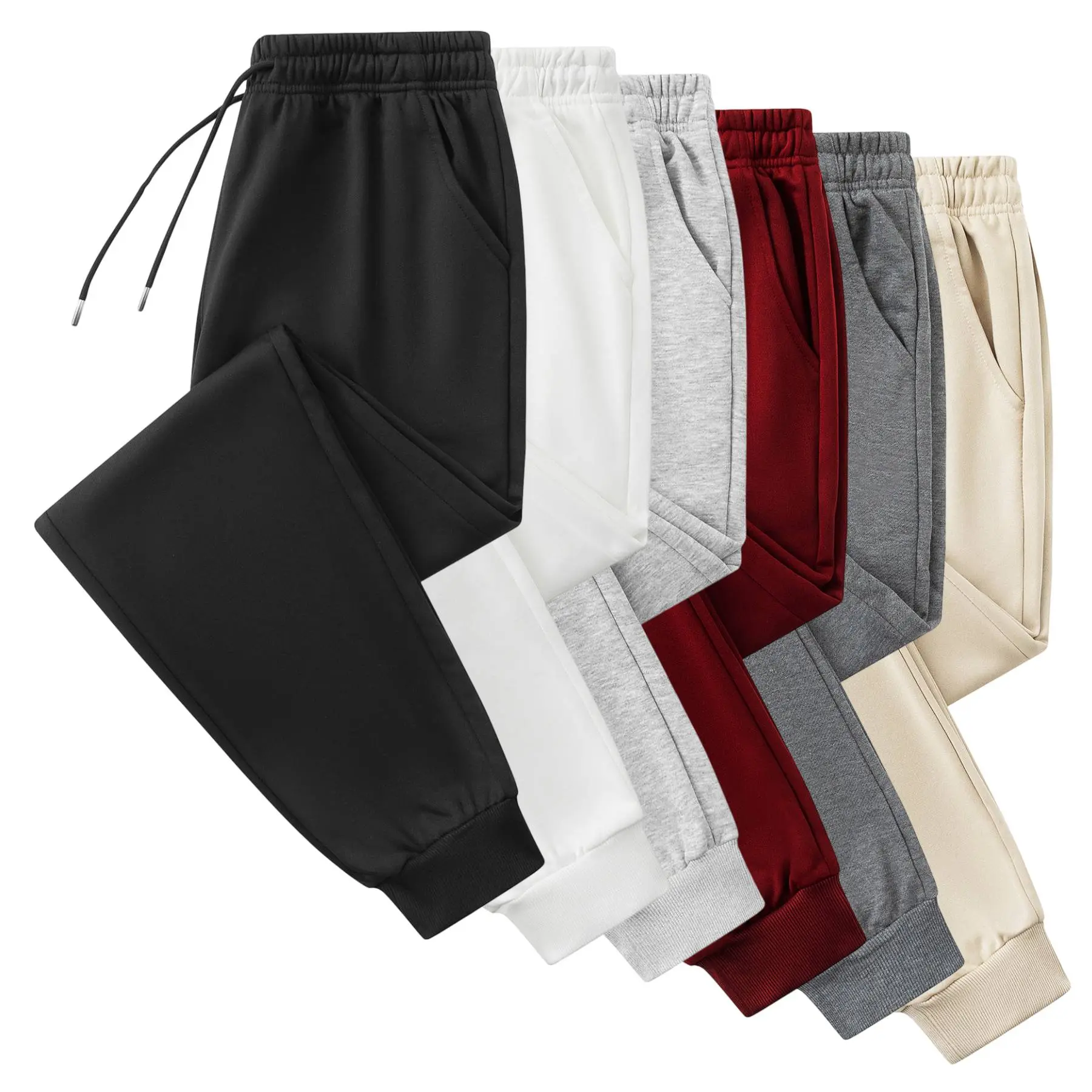 Men's Solid Color Joggers, All-Season Knitting Pants with an Elastic Waist and Cuffed Ankles for Casual & Outdoor Wear, Fitted Cut, Running, Active Jogger