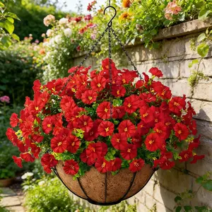Artificial Faux Hanging Plants Flower Basket, UV Sun Resistant, Realistic Colorful Design, Perfect for Outdoor & Indoor Decor