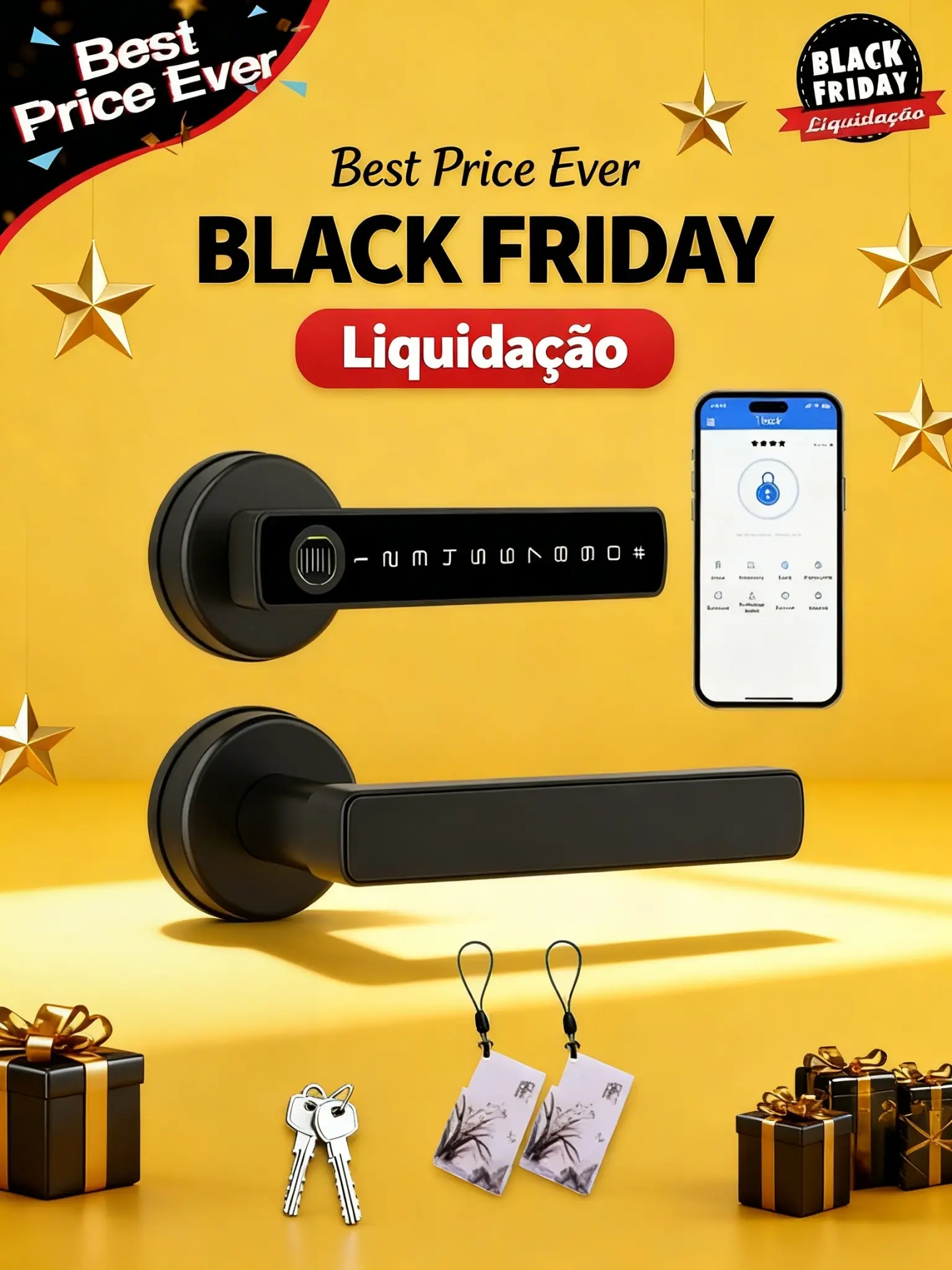 Smart Fingerprint Door Lock,Keyless Entry Handle,Biometric tech & App Control knob for Room,Garage,Office,Apartment,Local Data Storage