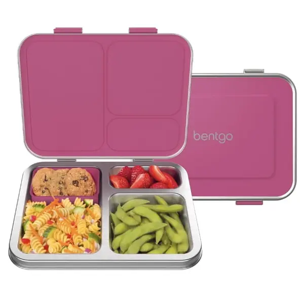 Bentgo Kids Stainless Steel Leak-Resistant Lunch Box - 3-Compartments with Bonus Silicone Container, Durable, Eco-Friendly, Dishwasher Safe, BPA-Free, Ideal for School, Ages 3+