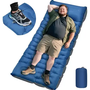Camping Sleeping Pad, Extra Thick 6 Inch Camping Mat with Pillow Built-in Foot Pump Ultralight Inflatable Sleeping Pads Compact for Hiking Backpacking Camping Traveling Tent, Portable Sleeping Mat