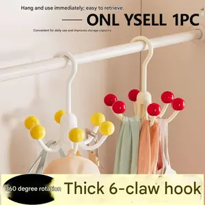 Six-Claw No-Drill Hook, Ideal Home Choice for Hanging Belts, Waistbands, Scarves, Cute Style, All Seasons Use, Home Essentials