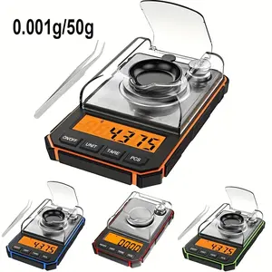 50g X 0.001g Portable Jewelry Scale, Mini Precision Professional Pocket Milligram Scale with 50g Calibration Weight for Weighing Powders and Jewelry