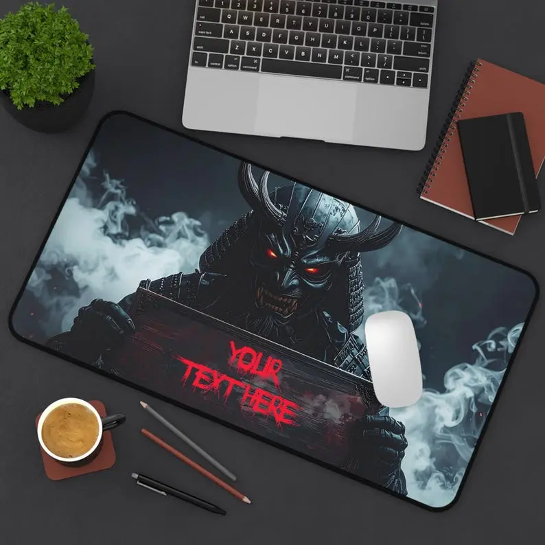 Personalized Samurai Desk Mat Gaming Mouse Pad, Customizable Office Decor