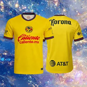 24 25 Mexico LIGA MX Club America Home Yellow Short Sleeve Soccer Jersey Fans Version Breathable