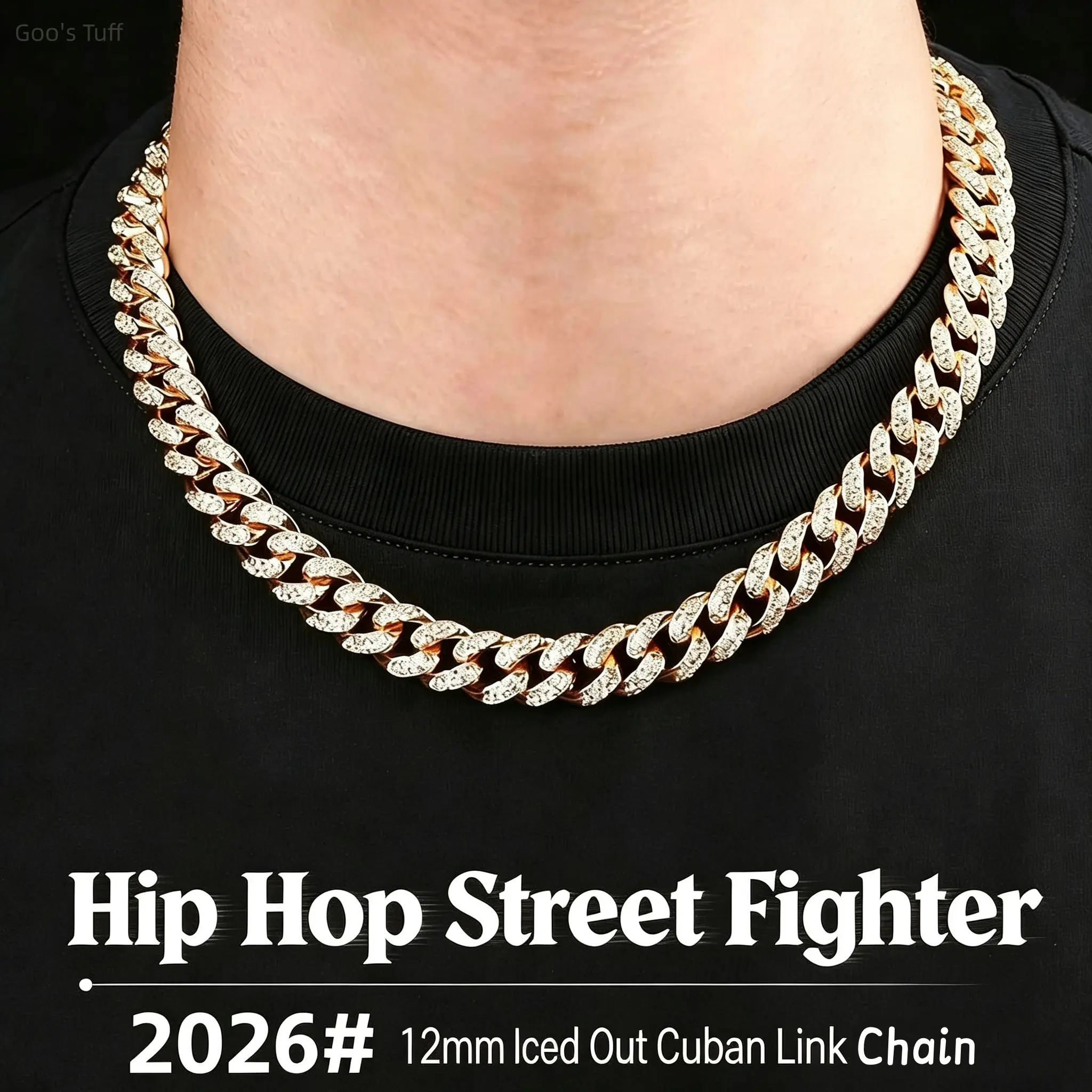 Men Chain Jewelry Viral Hip Hop Iced Out Necklace European American 12mm Round Full Rhinestone Clasp Alloy Cuban Link Cool High Quality Street Club Gift For Rappers